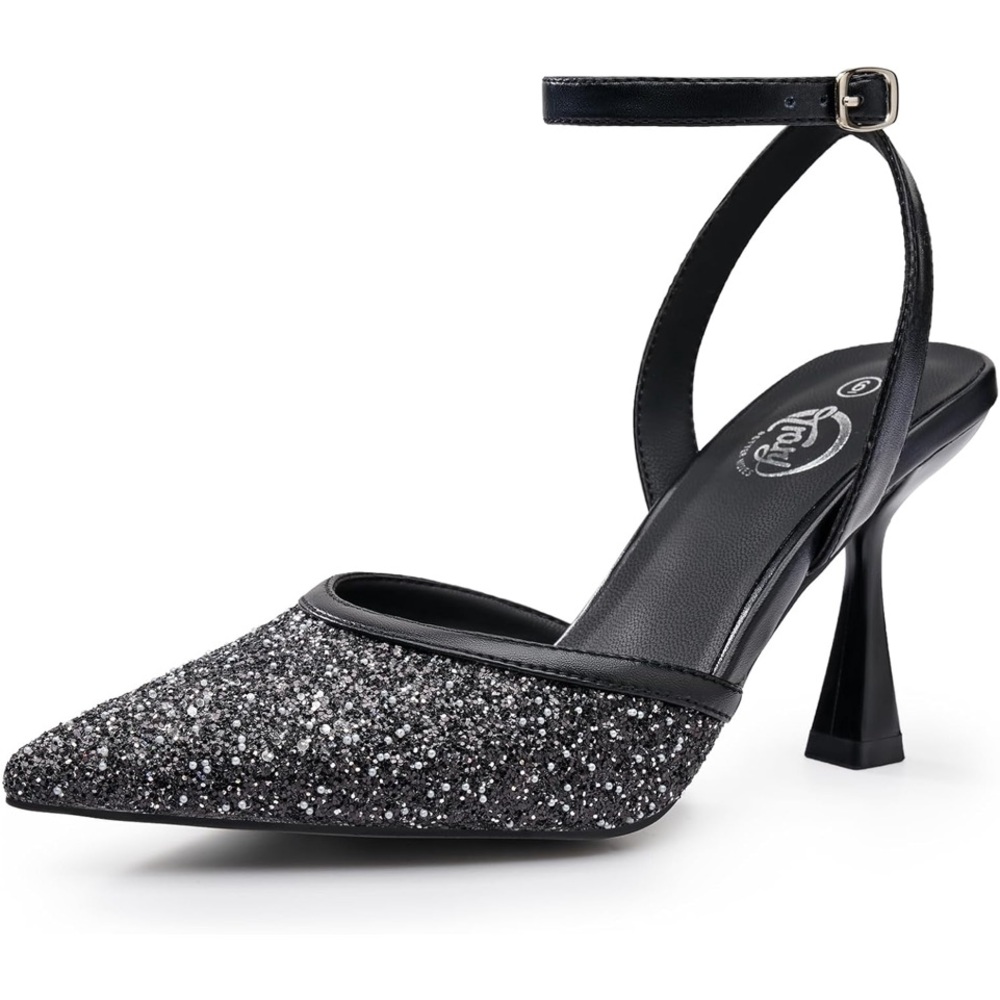 Shoes- Trary Heels Sizw 7 1/2 3.35 inches Black and Silver Sparkle  Pumps shoes